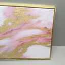Pink Abstract Canvas Wall Art For Living Room, Large Gold Abstract Painting Water Flow Shape For Bedroom, Framed Modern Wall Pictures for Home Decor Ready to Hang 28x60 inches