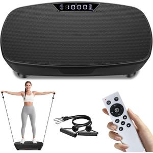 AoraPulse Vibration Plate Exercise Machine, Vibration Plate for Lymphatic Drainage Weight Loss, 400 Lbs Capacity Full Body Workout Vibrate Fitness Platform for Home Women Men, Black-Wider