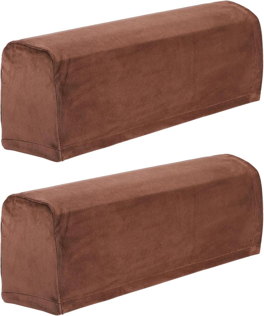 uxcell 2 Pcs Sofa Armrest Covers Stretch Couch Armrest Cover for Chairs Sofas Couch Arm, Scratch-Resistant Sofa Arm Cover, Coffee
