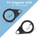 Anovo Flag Pole Rings, Aluminum Alloy Flag Pole Clips Swivels 360° Rotating Anti Wrap Mounting Ring with Carabiner, Flag Pole Kit Parts (Φ:1.25 Inch -Pack of 2(Black))