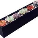 Modern Metal Steel Trough Planter - Rectangle Black Planters for Indoor - 16" Window Sill Planters - Table or Window Boxes Planter - Windowsill Herb(1pc Short Black)