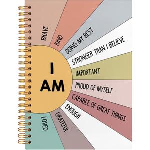 BearCake Positive Affirmations Gifts, Inspirational Motivational Notebook Journal, Boho Sunshine Notebook Journal, Inspirational Gifts for Women, I am Brave Kind Hardcover Spiral Notebook 5.5x8.3