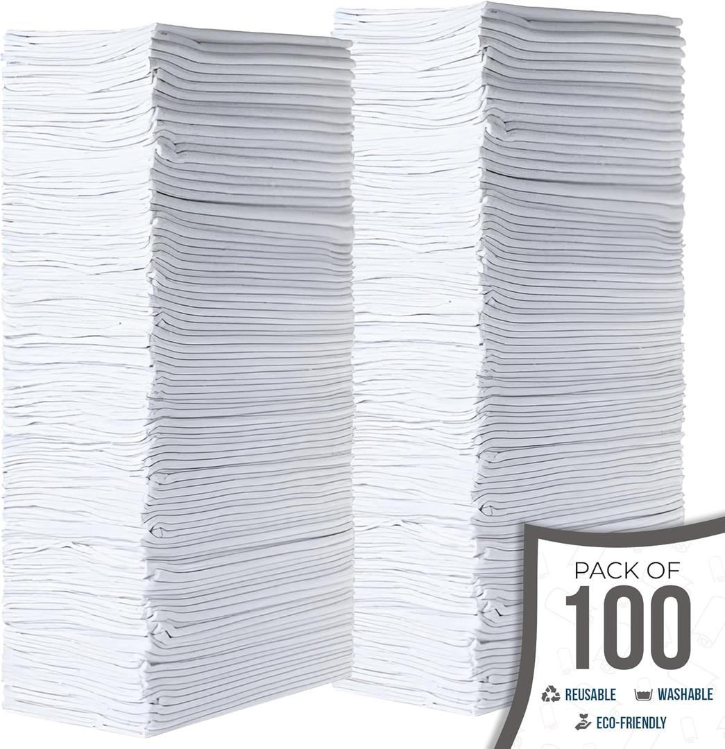 SIMPLI-MAGIC Premium Shop Towels 14x12, Commercial Grade White, 100 Pack