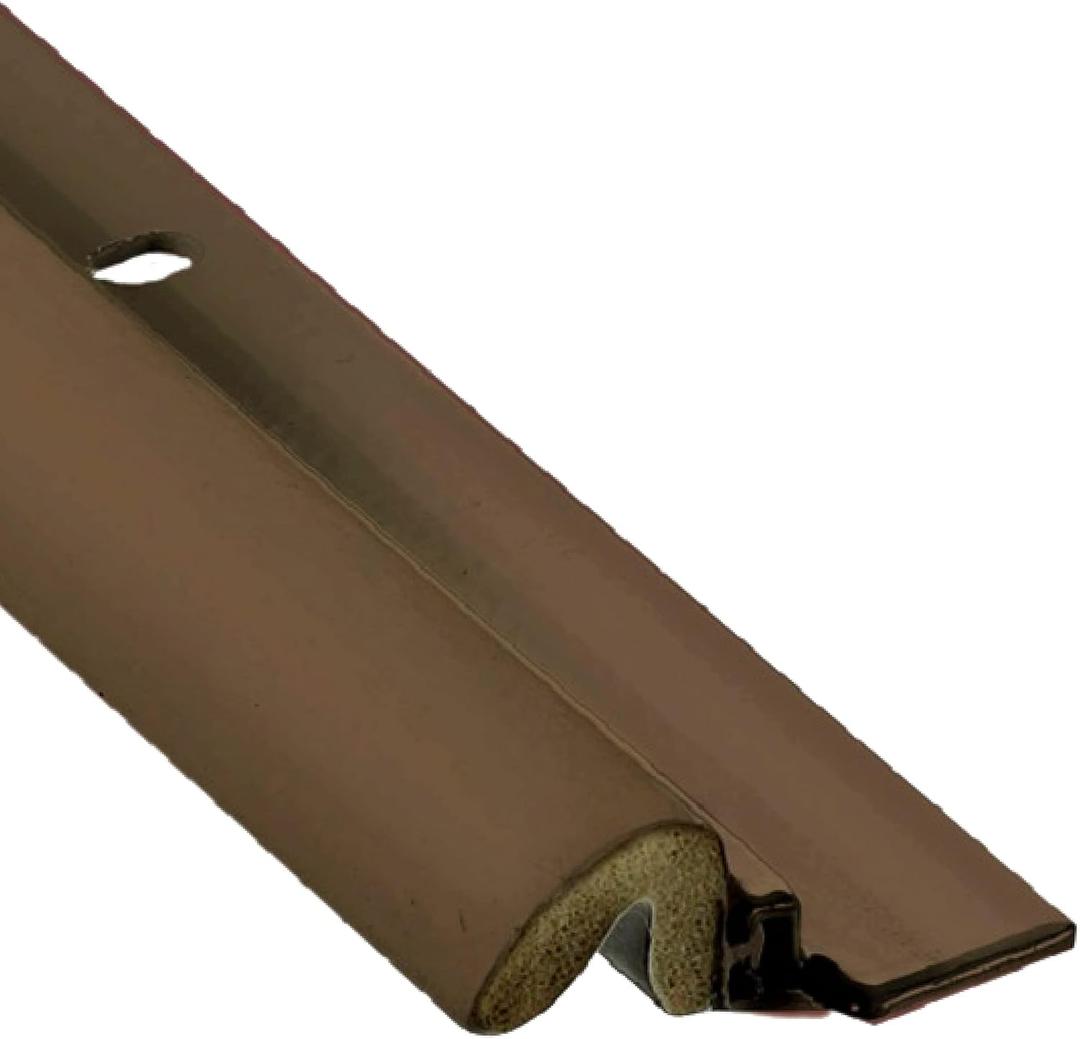 Simply Conserve Premium Screw-On Set Door Weatherstripping with Aluminum Carrier and Foam Gasket in Brown KC600-B | Door Draft Stopper for Sides and Top | Foam Weather Stripping Door Seal