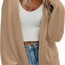 BTFBM Womens Oversized Cardigan Sweaters 2025 Fall Long Sleeve Knit Open Front Lightweight Sweater Outwear Coats (Small, Khaki)