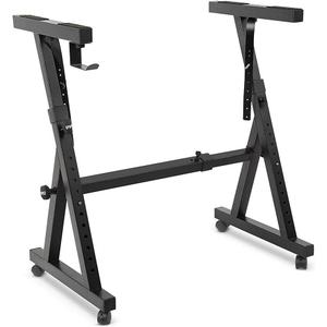 Pyle Port Universal Electronic Black Heavy-Duty Z Style Keyboard Organ Holder Rack Portable Piano Stand W/Adjustable Height and Width, Locking Wheels PKST48