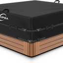 Kipiea 600D Outdoor Waterproof Square Hot Tub Cover Protector, Heavy Duty Polyester SPA Cover UV Protection Cover 85" L x 85" W x 20" H, Black