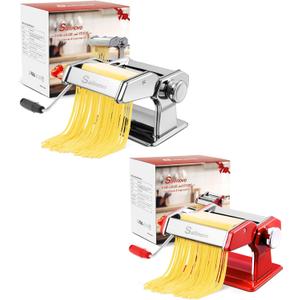 Sailnovo Pasta Maker Machine, 180 Aluminum Alloy Pasta Roller with 9 Adjustable Thickness Settings and 2 Cutter Kit