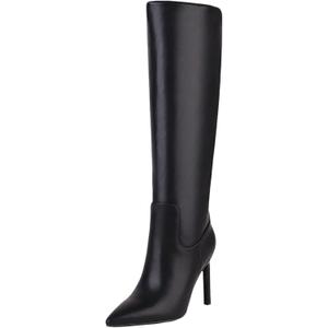 sun gurg Women's Knee High Boots Stiletto High Heels Sexy Zipper Knee Boots (6.5, Black/Pointy)