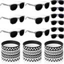 24 PCS Race Car Sunglasses Wristbands for Racing Theme Party Favors Set Race Car Checkered Sunglasses Black and White Checkered Rubber Bracelets for Summer Pool Racing Theme Birthday Gifts Supplies