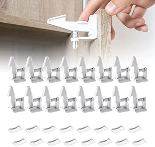 Inaya 20-Pack Cabinet Locks, Child Safety Latches - Baby Proofing Cabinets and Drawer Locks - 3M Adhesive - No Drilling & No Tools Required - Child Proof Your Home