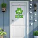 St. Patrick's Day Wreath St. Patrick's Day Door Decorations, Shamrock Wreath, Wooden Shamrock Front Door Hanger, Lucky Welcome Sign for Porch Wall, Indoor Home Decor