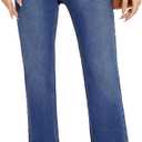 FITTOO Women's Straight Leg Jeans with Front Pocket High Waisted Stretchy Wide Leg Loose Denim Jean Pants Trousers  (Blue, M)