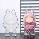Protective Case for labubu, High Clear Standing Display Case Cover, Acrylic Display Box with Keychains (Doll Not Include)