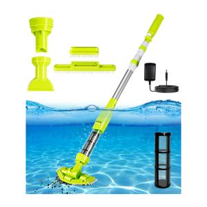 Pool Blaster Max Cordless Handheld Spa Hot Tub Vacuum- Cordless Small Above Ground Pool Cleaner With 2 Brush Heads, 90 Mins Running Time, Yellow