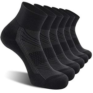 CelerSport 6 Pack Men's Ankle Socks with Cushion, Sport Athletic Running Socks, Black, X-Large