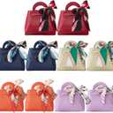 HOSDZOU 10 Pack Leather Wedding Candy Gift Bags with Handle Reusable Party Favor Boxes for Weddings, Baby Showers, Birthday, Weddings,Christmas, Halloween (D) (Rose Red, Dark blue, Green, Orange, Purple)