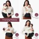 Momcozy Hip Seat Baby Carrier - Adjustable Waistband with Original 3D Belly Protector, Ergonomic Carrier with Various Pockets for Newborns & Toddlers up to 45lbs (Black, Medium)