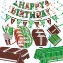 Football Birthday Party Decorations Football Party Supplies Football Plates Napkins Banner Tablecloth Tableware Set for Football Game Day Tailgate Party Decorations, Serve 24