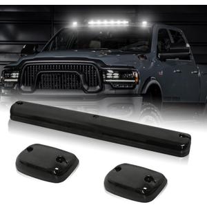 3Pcs LED Cab Marker Lights, Smoked Lens White Cab Roof Clearance Lights Compatible with Silverado/Sierra 1500 2500 2500HD 3500 3500HD 2014 2500HD 3500HD 2007-2013 (Smoked White)