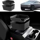 Double Layer Center Console Organizer for Tesla Cybertruck 2025 2026 2024, ABS Console Tray Insert storage box for Cybertruck Accessories(2PCS)