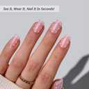 BTArtbox Press On Nails Short - Sugar Pop, Lamp-Curable Polka Dot Glitter Square Press On Nails with Glue and Adhesive Tabs for Women in 16 Sizes - 32 Soft Gel Glue On Nails Kit