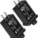 2PCS 24V 12W LED Power Supply, Class 2 Power Supply LED Transformer Replacement for Christmas String Lights, Waterproof IP44 US Plug Adapter