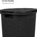 Mind Reader Slim Laundry Hamper with Lid, 60L Tall Clothes Basket, Narrow Tapered Design for Bathrooms, Closets and Laundry Rooms, Plastic, 2 Pack, Black