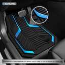 PIC AUTO Heavy Duty Rubber Floor Mats, Blue Aluminum Film Car Mats Set, Front and Rear Car Mats with Anti-Slip Backing, All Weather Protection, Trim-to-Fit for Automotive SUV, Sedan, Van