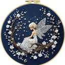 JOZYSH Charming Flower Fairy Patterns Water Soluble Embroidery Kits Patterns for Beginners,DIY Needlepoint Everything is Fine,by Step Instructions and Video Tutorial, Embroidery for Home Ofiice Decor