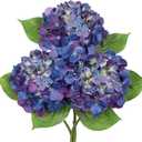 3Pcs Purple Hydrangea Artificial Flowers 19.7 in Real Touch Faux Hydrangea Stems Silk Flowers with Stems Fake Purple Flowers Bouquet for Floral Arrangements Table Centerpieces Wedding Home Decor