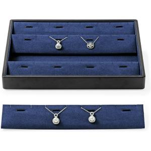 Premium PU Leather Jewelry Necklace Pendant Tray 16 Grid Jewelry Organizer Tray for Necklace Display Organizer