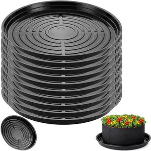 10 Packs 20 Inches Extra-Large Black Plant Saucers for Indoor Outdoor Use Heavy Duty Plastic Plant Trays for Planter Bulk Flower Pot Drip Trays to Catch Water, 4 to 20 Inch