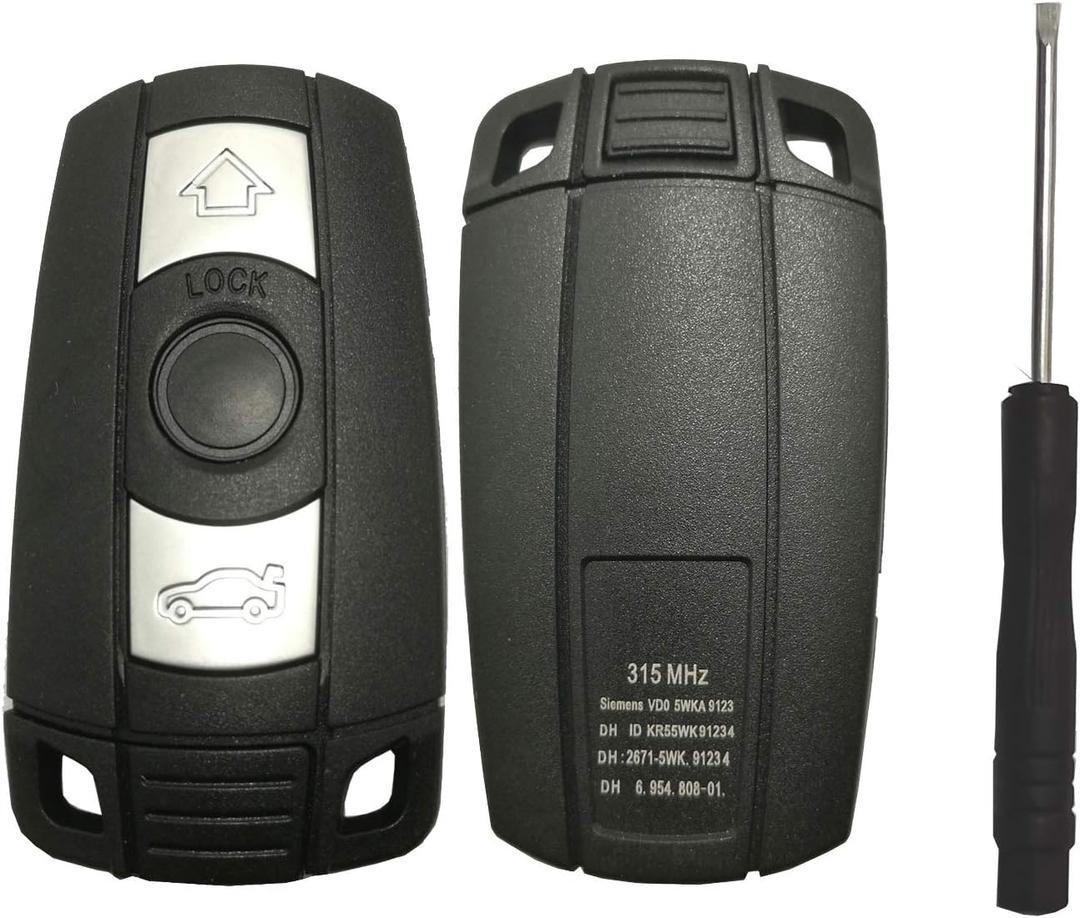 Key Fob Case Shell Fit for BMW 3 5 Series BMW X5 BMW X6 BMW Z4 3 Buttons Replacement Keyless Entry Remote Car Key Fob Cover with Uncut Blade Blank and Screwdriver (1)