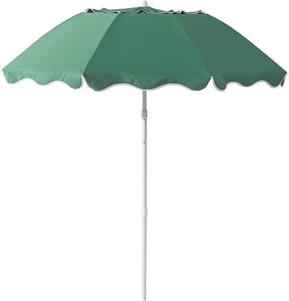 DEER LAND

7.2FT Patio Beach Umbrella, Adjustable Height and Tilt Design, UPF 50+ Sun Protection with Silver Coating, Wind-Resistant Fiberglass Ribs, Portable 2-Fold Design, Includes Carry Bag, Base Not Included