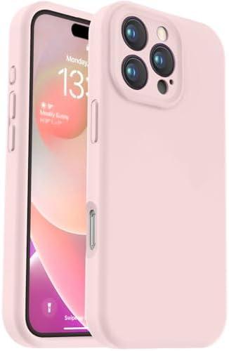 Vooii Compatible with iPhone 16 Pro Case, Liquid Silicone Upgrade [Camera Protection] [Soft Anti-Scratch Microfiber Lining] Shockproof Phone Case for iPhone 16 Pro 6.3 inch - Chalk Pink