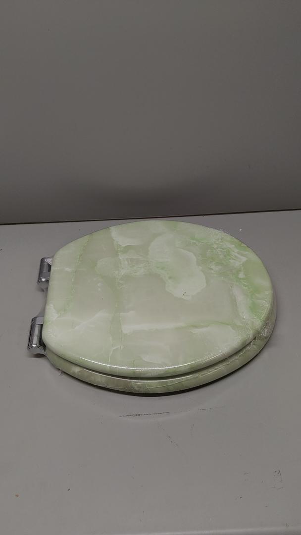 Angel Shield Marble Toilet Seat Durable Molded Wood with Quiet Close, Easy Clean, Quick-Release Hinges Round Toilet Seat (Round, Green Marble)