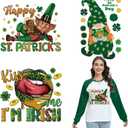 St.Patrick's Day Iron on Transfer Patches Irish Iron on Stickers Green Shamrock Dward Leprechaun Lips Design Heat Transfer Vinyl Decals Washable St Patricks Day Clothes Patches for T-Shirt Jacket