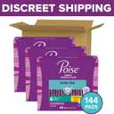 Poise Ultra Thin Incontinence Pads & Postpartum Pads for Bladder Leaks, 3 Drop Light Absorbency, Regular Length, 144 Count
