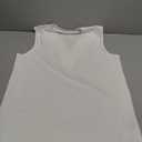 Women's Tank Tops Sleeveless Layered V-Neck Shirts Casual Summer Vest Chiffon Blouses (L, White)