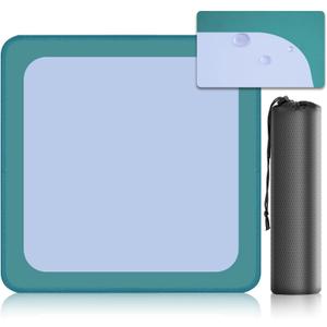 32.5 Inch Mahjong Mat for Table, 3MM Non-Slip & Noise Reduction Gaming Mat with Drawstring Bag, Perfect for Poker, Board Games, Card Games, Tile Games, and Dominoes (Dark Cyan-Pale Blue)