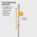 Household Essentials Outdoor Telescoping Clothesline Prop in Steel Pole with Threading Eyelet and Stake Mount, Silver,  1.75" L x 1.75" W x 85" H