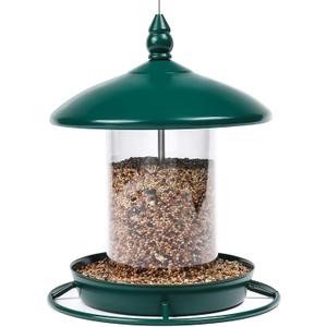 Metal Roof Bird Feeder for Outdoors - 360 Feeding Perch, Green
