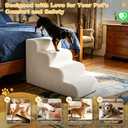 Olaivy Dog Stairs for Bed & Couch - 18" H 4-Step Pet Steps for Small Dogs | Pet Stairs for Cat, Puppy, Senior, Injured Dogs, Non-Slip, 30D Pure High-Density Foam Up to 50 Lbs, Washable Cover, Gray