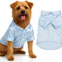 Dog Silk Pajamas Shirts Puppy Satin Pjs Pet Sleepwear Soft Faux Silk Lapel Two-Legged for Dogs Bridal Party (Blue, Medium)