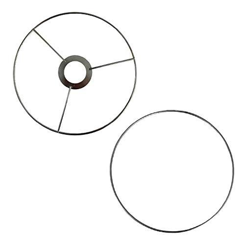 I Like That Lamp Wire Lamp Shade Rings with European Fitter (10” Diameter), Includes 2 Galvanized Steel Silver Drum Rings, Make DIY Table/Floor/Pendant Lamps, Compatible with most IKEA & Target Lamps