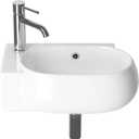 Wall Mount Bathroom Vessel Sink, 16.5’’ Floating Ceramic Basin for Small Bathroom with Faucet/Pop-up Darin/P-trap/Overflow, One-stop Shopping Modern Sink, Right Hand, White