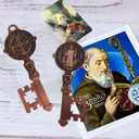 BONITTER Saint Benedict Key Blessing Wall Hanger, 2 Piece Set, ST Benedict Cross Medal Double Side, 4.9x2.9 Inch, Home and Door Decor, Catholic Llave de San Benito Gift(Brass)
