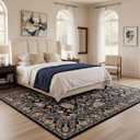 Warmstar 6×9 Area Rug for Living Room,Washable Area Rug Non-Slip TPR Backing,Vintage Persian Floral Vine Faux Wool Low Pile Carpet for Living Room Bedroom Dining Room, Black Multi