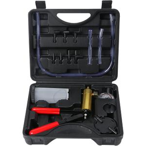 Yonligonju Brake Bleeder Kit with Hand Vacuum Pump with Gauge Adapters Automotive Brake Fluid Bleeding Set for Bike Car Truck (Black)